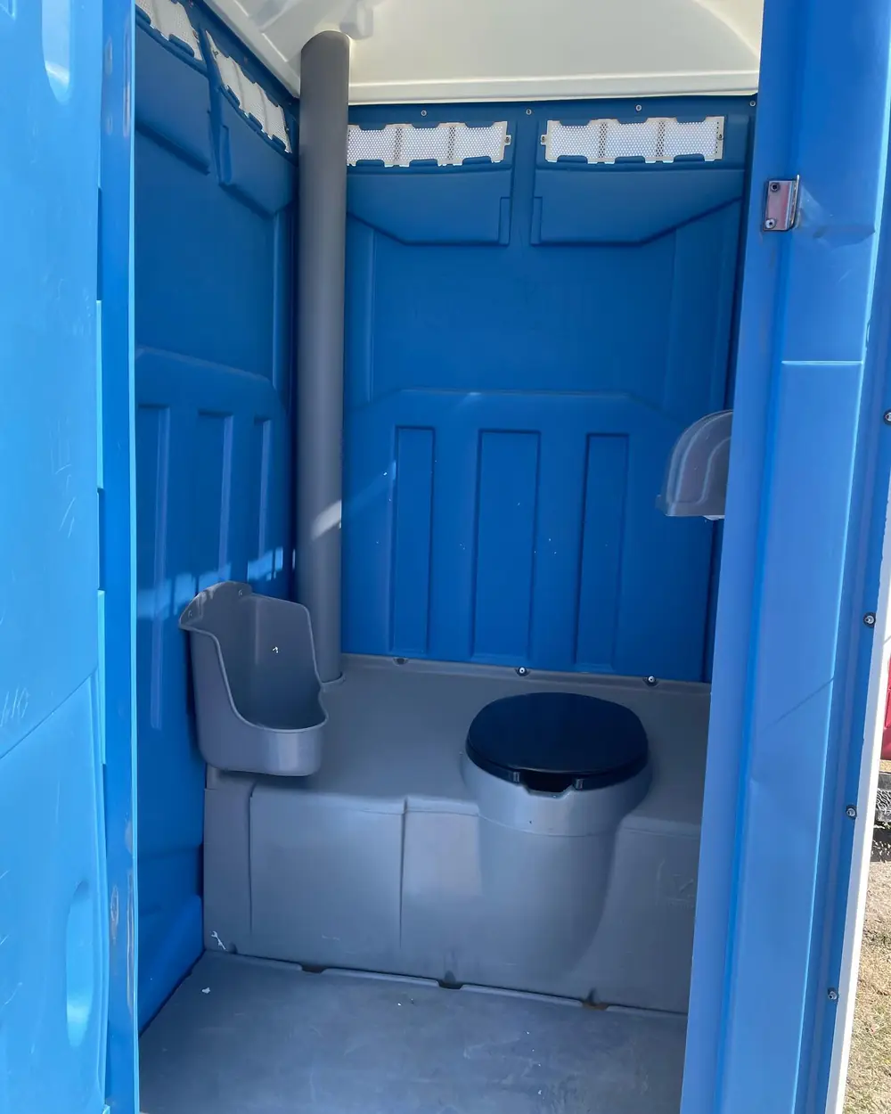 White cabin-style restroom