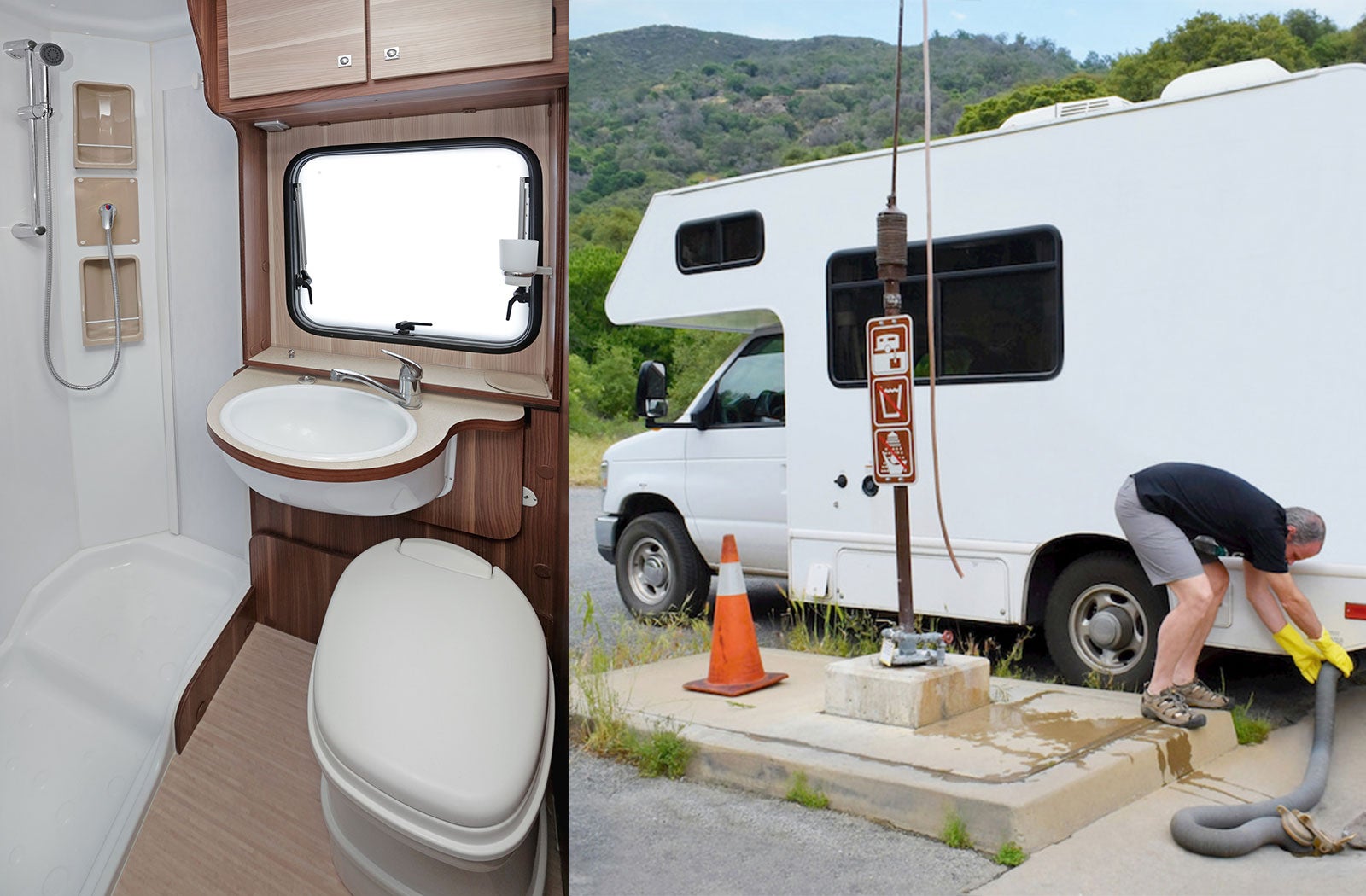 Portable RV/camper toilet and holding tank setup in Killeen, Texas