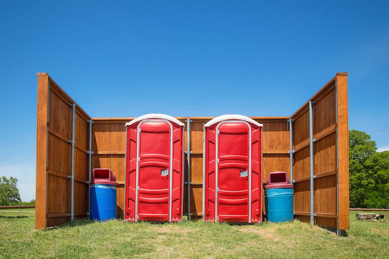 Short-term porta potty units staged for delivery in Killeen, Texas